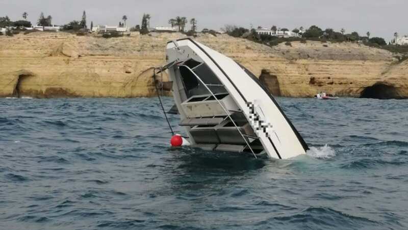 The Pleasure Boat vessel sinking in Carvoeiro during a trip to a sea cave carrying 36 people (Image: SOLARPIX.COM)