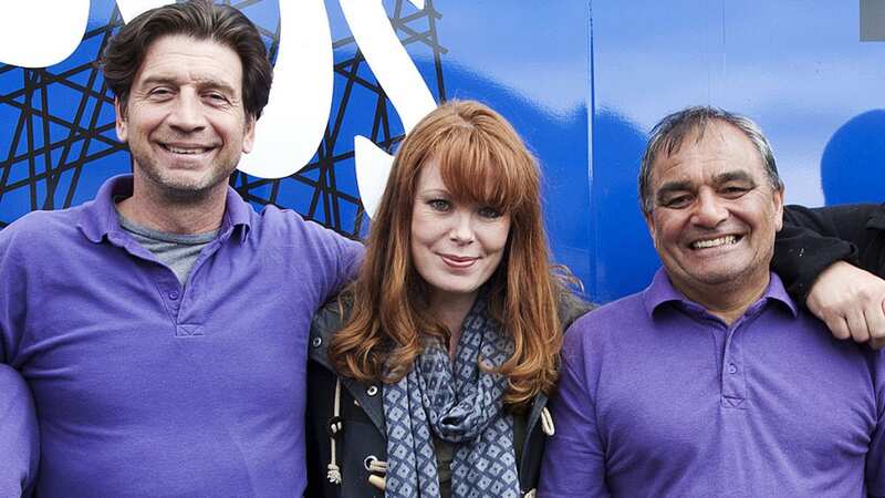 Gaby (front right) is part of the team helping out on DIY SOS (Image: BBC)