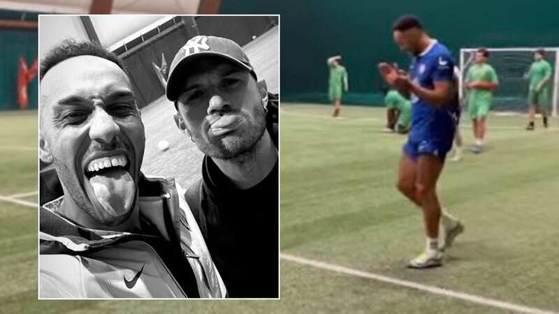 Pierre-Emerick Aubameyang was filmed playing in a five-a-side match in Milan on Tuesday (Image: Instagram/@auba)
