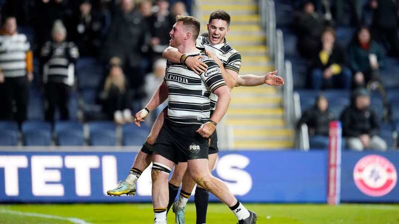 Scott Taylor celebrates his match-winning try for Hull FC (Image: PA)