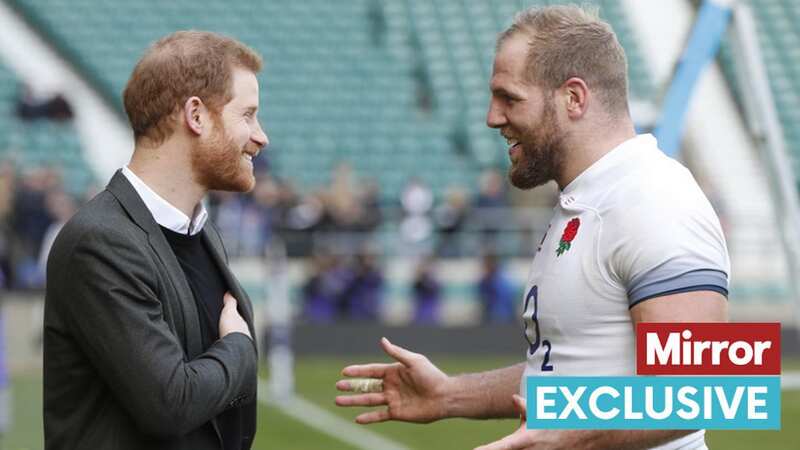 Harry meeting James Haskell at Twickenham in 2018 (Image: AFP via Getty Images)