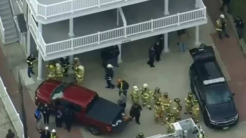 A construction worker has died after being trapped under a five-tonne concrete slab for more than seven hours (Image: cbs2NY)