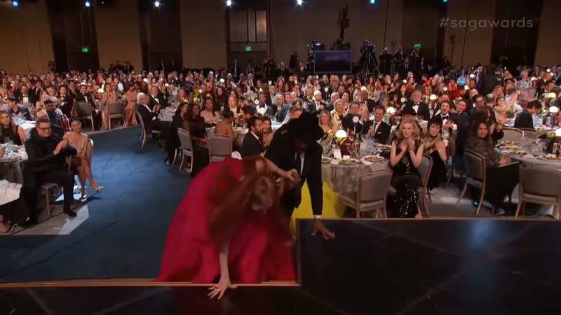 Jessica Chastain suffers awkward fall at the SAG Awards as heel caught in dress