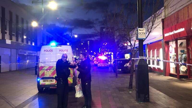 A police cordon is in place at the junction of South Street and Western Road in Romford following the stabbings (Image: @English38938960)