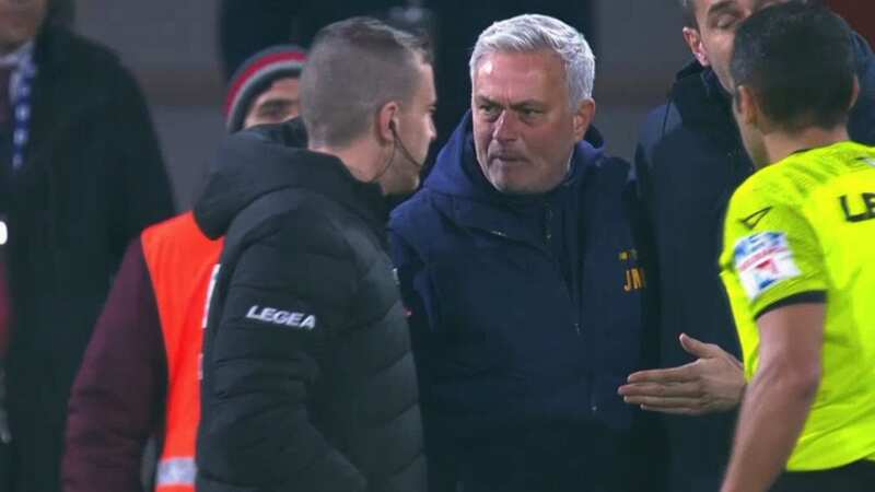 Jose Mourinho was sent off after seemingly arguing with the fourth official (Image: beIN SPORTS)