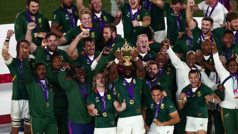 South Africa captain Siya Kolisi lifts Webb Ellis Cup after Final defeat of England in 2019 (Image: AFP via Getty Images)