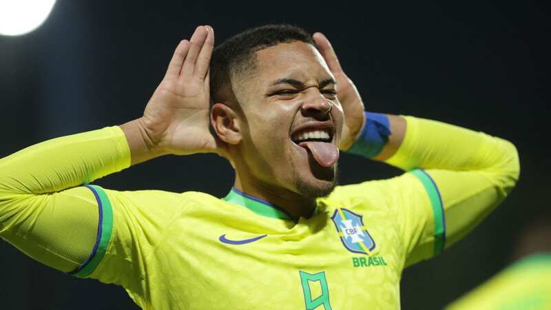 Vitor Roque was joint-top scorer at the South American U20 championship (Image: JUAN PABLO PINO/AFP via Getty Images)