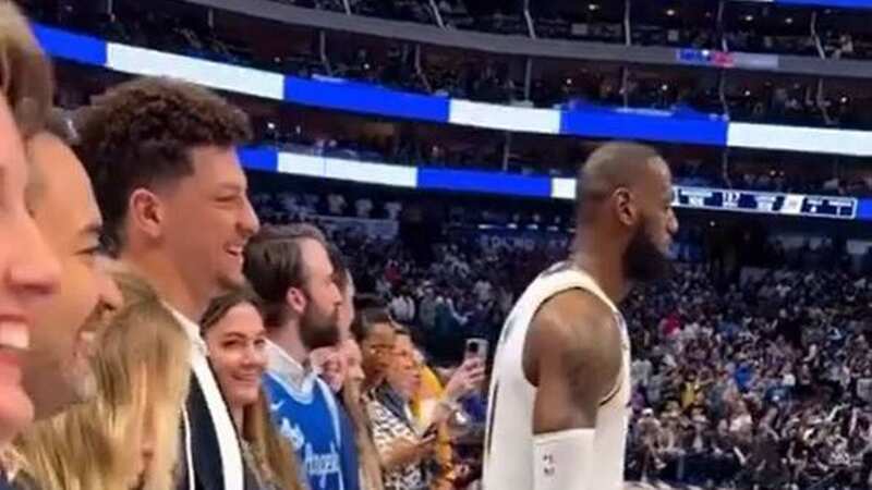 LeBron James and Patrick Mahomes were laughing courtside on Sunday