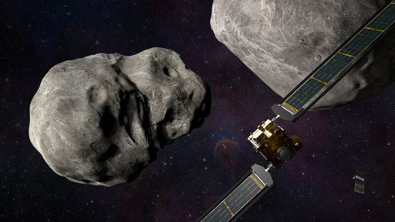 Moment NASA spacecraft is hit by asteroid at 13,000mph sending rocks into space