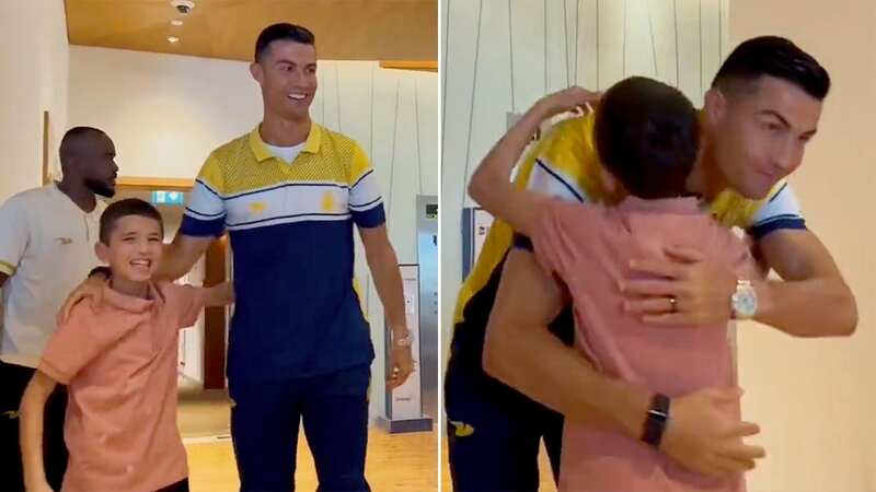 Cristiano Ronaldo is seen greeting Nabil Saeed, who lost his father in the recent Syrian earthquakes