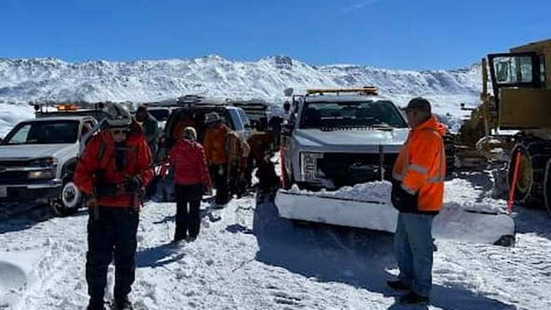 The sheriff’s office launched a helicopter to the teens’ last known location on the trail and eventually located them in heavy snow (Image: Inyo County Sheriff