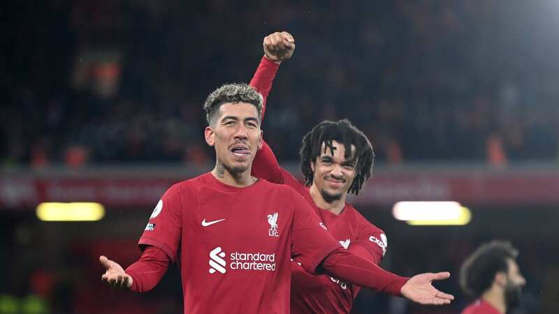 Roberto Firmino celebrates scoring against Manchester United (Image: Getty Images)