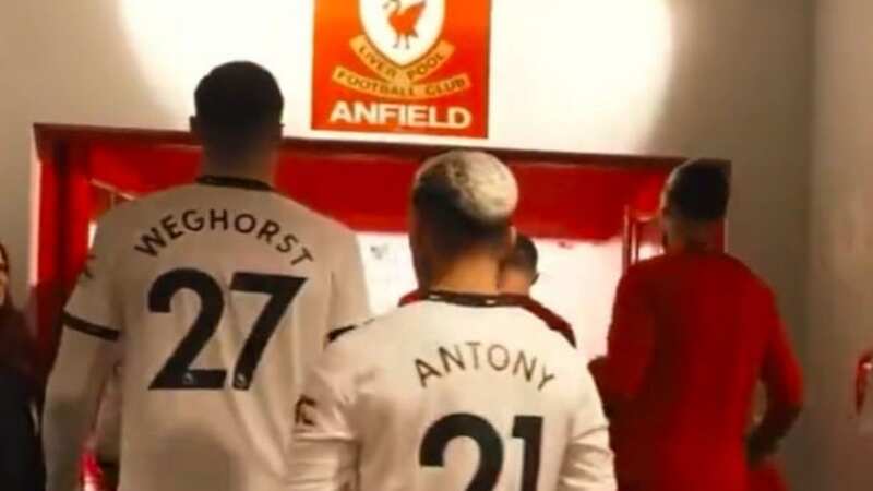 Wout Weghorst makes his way through the tunnel area at Anfield (Image: YouTube)