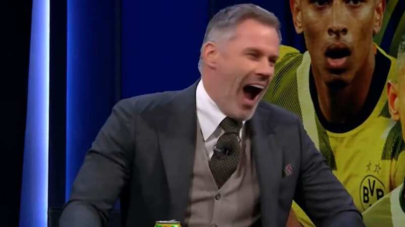 Jamie Carragher enjoyed poking fun at Peter Schmeichel (Image: CBS Sports)
