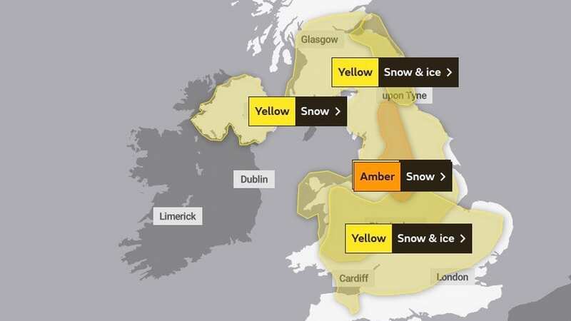 The UK is under a number of weather warnings this week - Thursday will see five separate warnings covering most Brits (Image: Met Office)