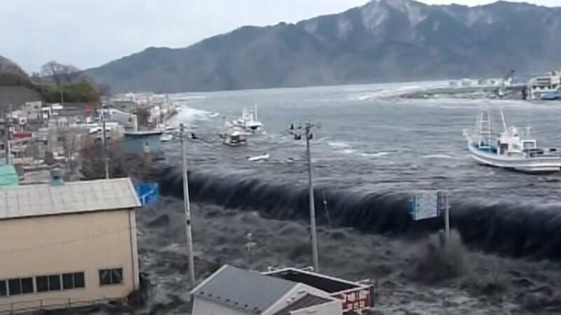 Terrifying moment tsunami flattened entire towns and villages as it burst banks