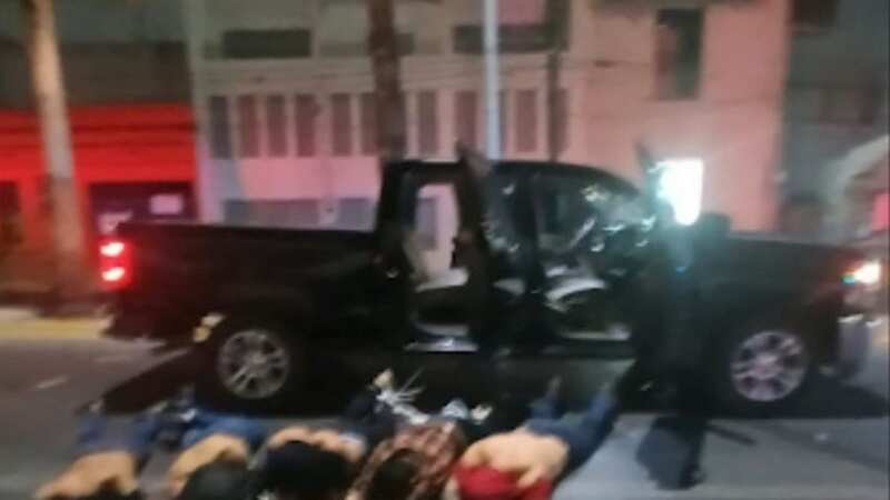 Five men, allegedly members of a drug cartel, were found beaten and tied up in a truck