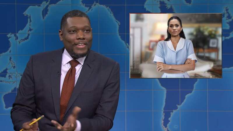 One sketch saw comedian Michael Che poke fun at Meghan (Image: Saturday Night Live/Youtube)