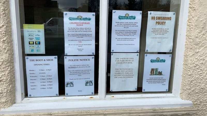 The list of rules are on a noticeboard outside the pub (Image: Leon Foster)