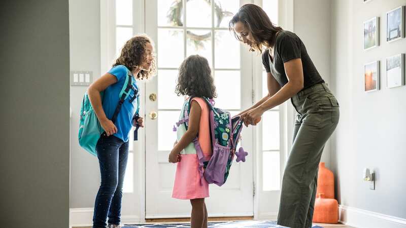 The 11-year-old school girl returns from school 