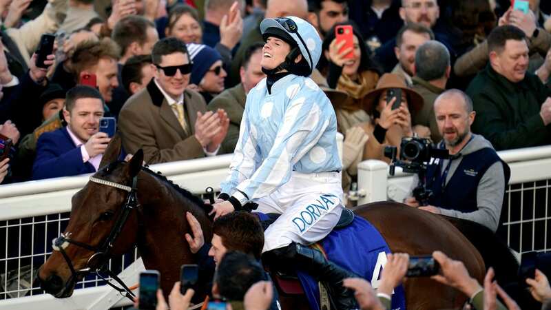 Fairytale farewell: Rachael Blackmore and Honeysuckle pose for the cameras (Image: Getty Images)