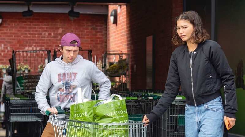 Zendaya helped Tom with the big shopping cart of food (Image: BACKGRID)