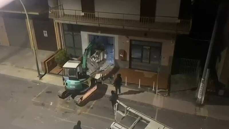 CCTV shows moment brazen thieves use stolen digger to steal entire cash machine