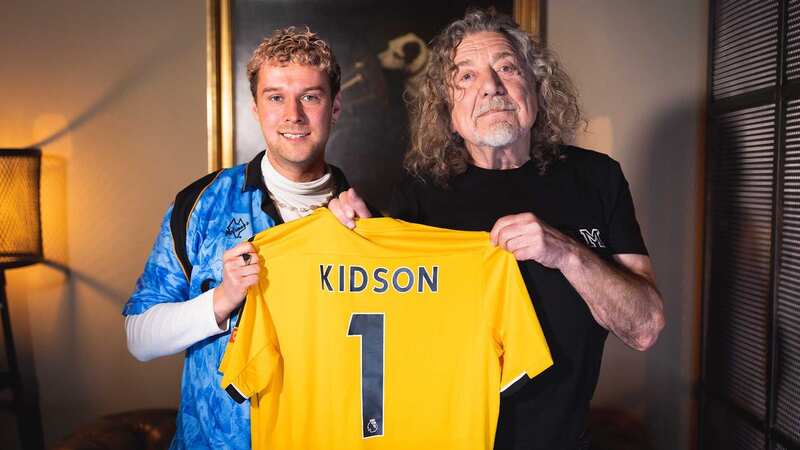 Ben Kidson poses with Robert Plant after being signed by Wolves
