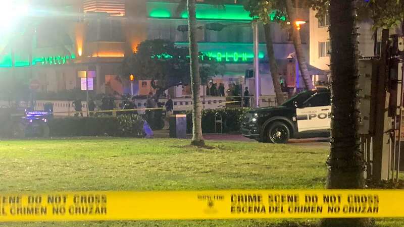 Crime scene tape is shown at the scene along Ocean Drive in Miami Beach (Image: AP)