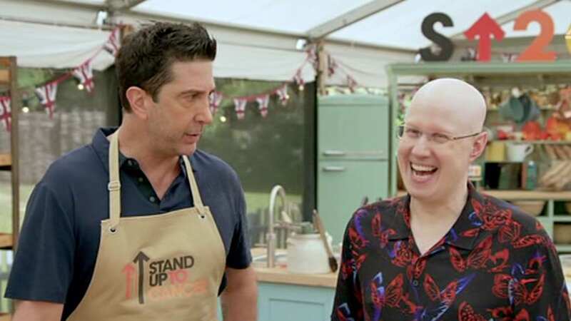 Friends star David Schwimmer poked fun at The Great British Bake Off host Matt Lucas (Image: Channel 4)