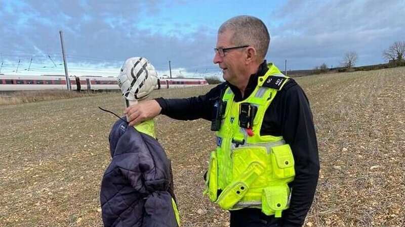 Police officers hunted for what was feared to be a dead body, but found it was just an upturned scarecrow (Image: Lincolnshire Police WS)