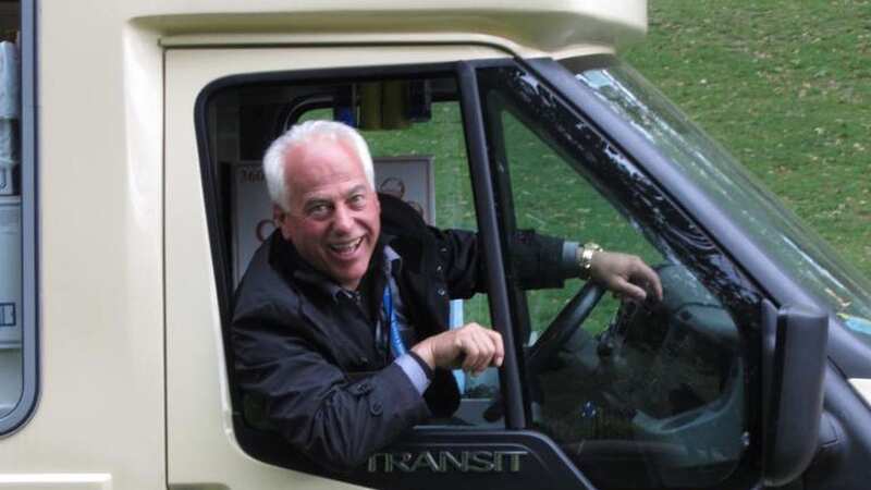 Ernie Colicci at the wheel of an ice-cream van