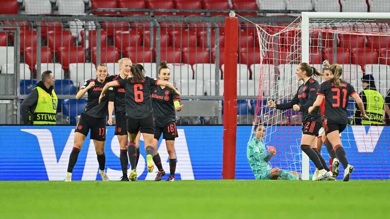 Bayern celebrate after Lea Schueller scores (Image: Getty Images)