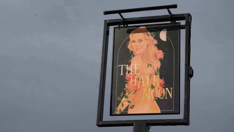 Jodie Kidd bared all for the new sign outside her pub in West Sussex (Image: Stella Artois)