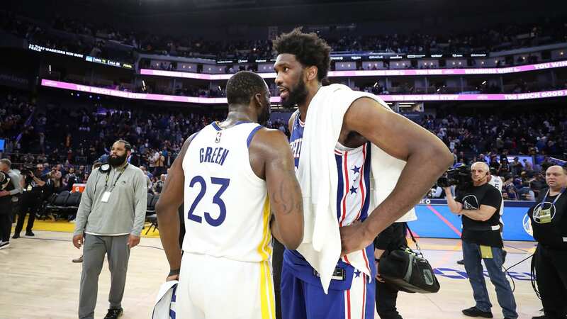 Joel Embiid and Draymond Green were seen chatting after the game