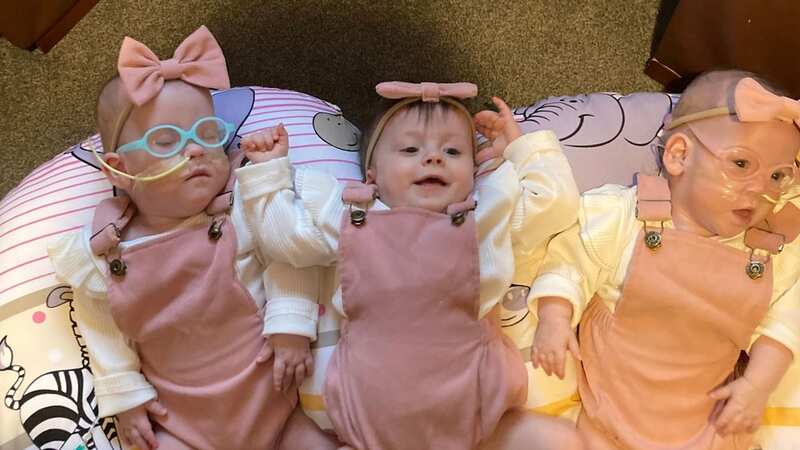 Rubi-Rose, Payton Jane and Porscha-Mae Hopkins were born at just 22 weeks (Image: Guinness World Records / SWNS)