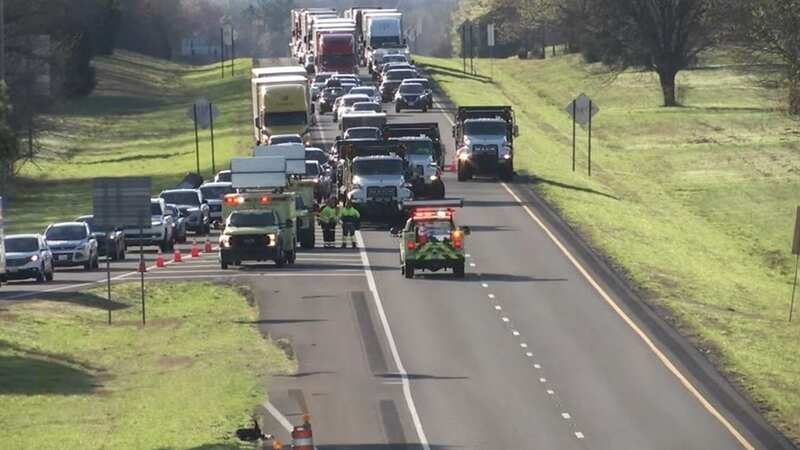 A large section of highway was closed off following the crash (Image: WKRN)