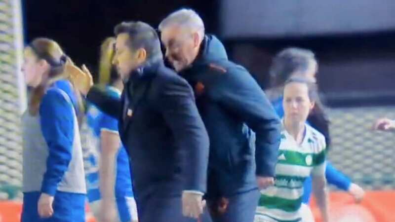 Rangers women assistant Craig McPherson appeared to headbutt Celtic boss Fran Alonso (Image: @PaddyBhoy1965 / Twitter)