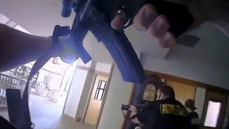 Dramatic bodycam footage shows moment hero cops shoot evil school shooter dead