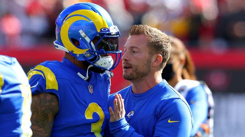 LA Rams head coach Sean McVay with Odell Beckham Jr. in 2022. (Image: Kevin C. Cox/Getty Images)