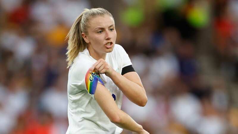 England skipper Leah Williamson wearing the rainbow armband (Image: The FA via Getty Images)