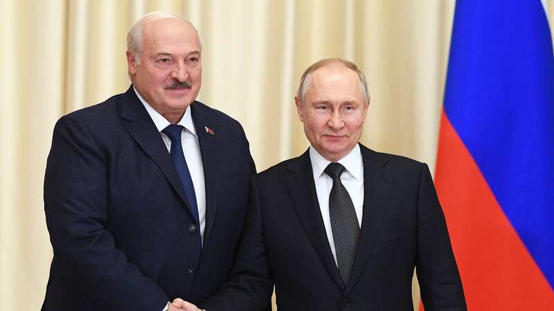 Russian President Vladimir Putin, right, and Belarusian President Alexander Lukashenko shake hands during their meeting (Image: Vladimir Astapkovich/AP/REX/Shutterstock)