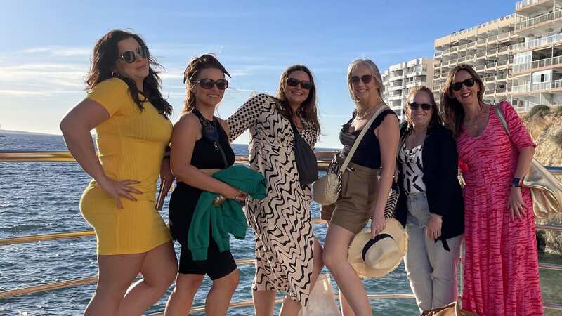 Rebecca, Laura, Danielle, Danielle, Lauren and Fay headed to Ibiza for the day (Image: Rebecca Rattcliff @0nlymums SWNS)