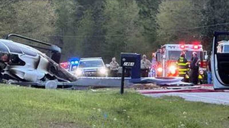 The helicopter crashed in Shelby County with the three crew aboard (Image: Twitter)