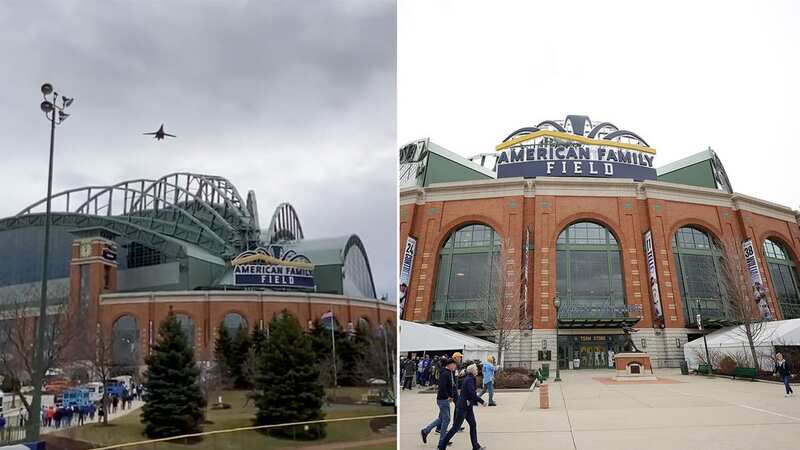 The flyover was missed by Brewers fans inside the stadium as the roof was closed