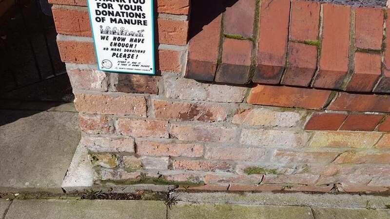 A fed up resident has erected a sign on her street asking dog owners for 