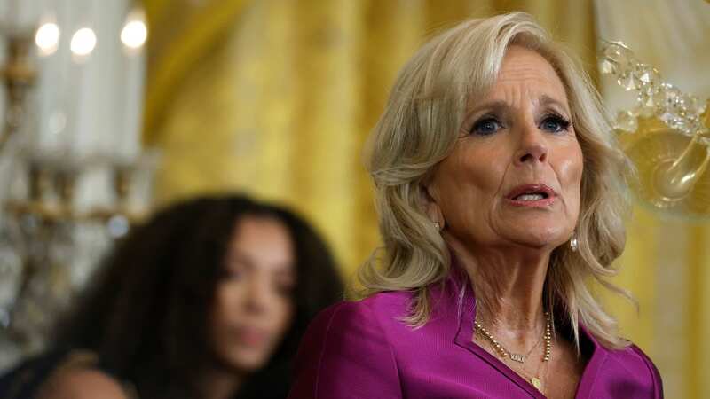 Jill Biden watches the LSU Tigers beat their Iowa rivals (Image: Maddie Meyer/Getty Images)