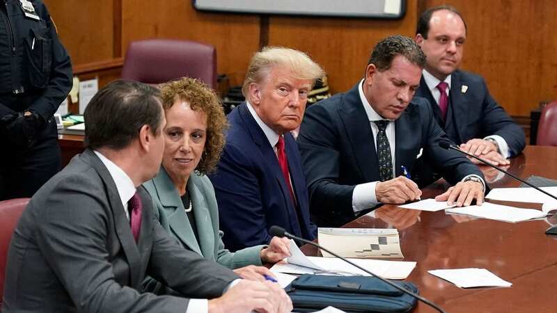 Former President Donald Trump sits at the defense table with his legal team in a Manhattan court, in New York (Image: Seth Wenig/AP/REX/Shutterstock)