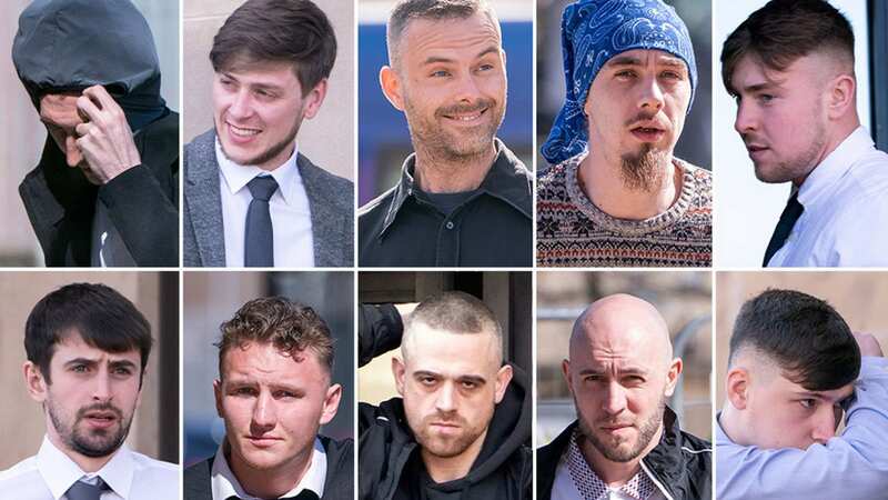 The 13 defendants, including Michael Linfoot, pictured - charged with one count of the rape of a girl aged 15 - appeared in court (Image: PA)