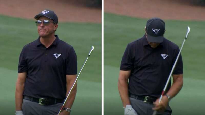 Phil Mickelson hit two shots into the water in his opening round at the Masters (Image: Sky Sports)